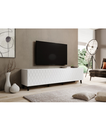 cama meble Szafka RTV ASTI 200x42x52 biały mat