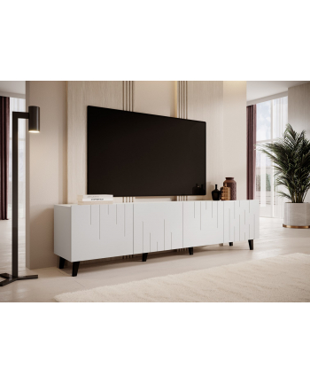 cama meble Szafka RTV BARI 200x42x52 biały mat