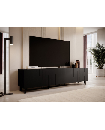 cama meble Szafka RTV BARI 200x42x52 czarny mat