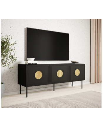 cama meble Szafka RTV PALAZZO 150x42x60 czarny + dąb craft