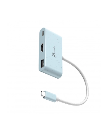 j5 create Stacja dokująca j5create Eco-Friendly USB-C to HDMI 'amp; USB Type-A with Power Delivery 1xHDMI/1xUSB 31/1xUSB-C; kolor niebieski JCA379EC-N