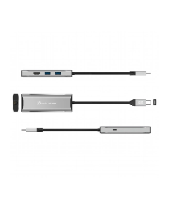 j5 create Stacja dokująca j5create 4K60 Elite USB-C 10Gbps Travel Dock 1x4K HDMI/2xUSB 31/1xUSB-C/1xRJ45 Gigabit; kolor srebrny JCD392-N