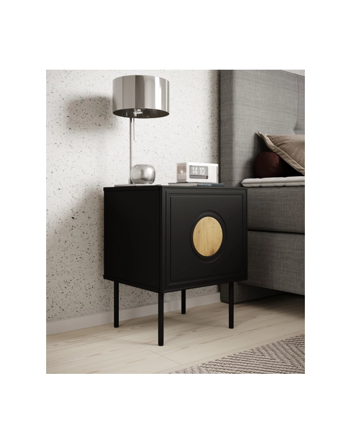 cama meble Szafka nocna 2szt PALAZZO 44,5x40x59 czarny + dąb craft główny
