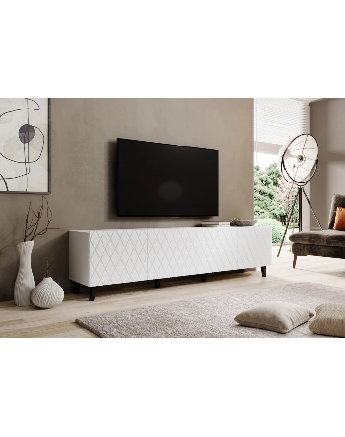 cama meble Szafka RTV ASTI 200x42x52 biały mat główny