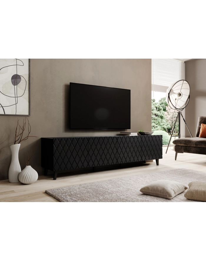 cama meble Szafka RTV ASTI 200x42x52 czarny mat główny