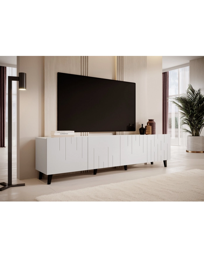 cama meble Szafka RTV BARI 200x42x52 biały mat główny