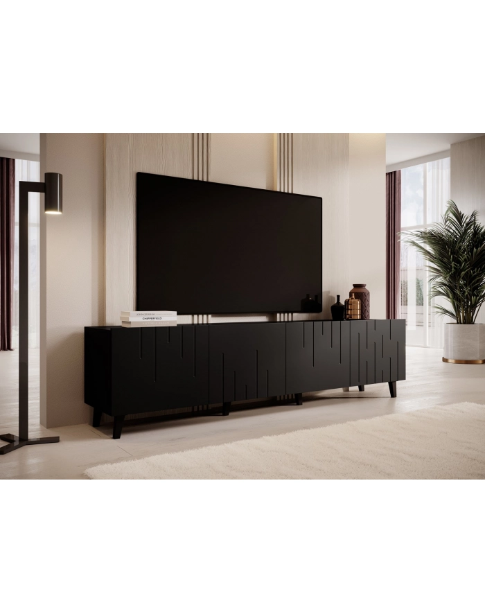 cama meble Szafka RTV BARI 200x42x52 czarny mat główny
