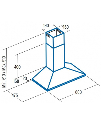 CATA Hood V-600 WH, Chimney, Energy efficiency class C, Width 60 cm, 420 m3/h, Mechanical control, LED, White