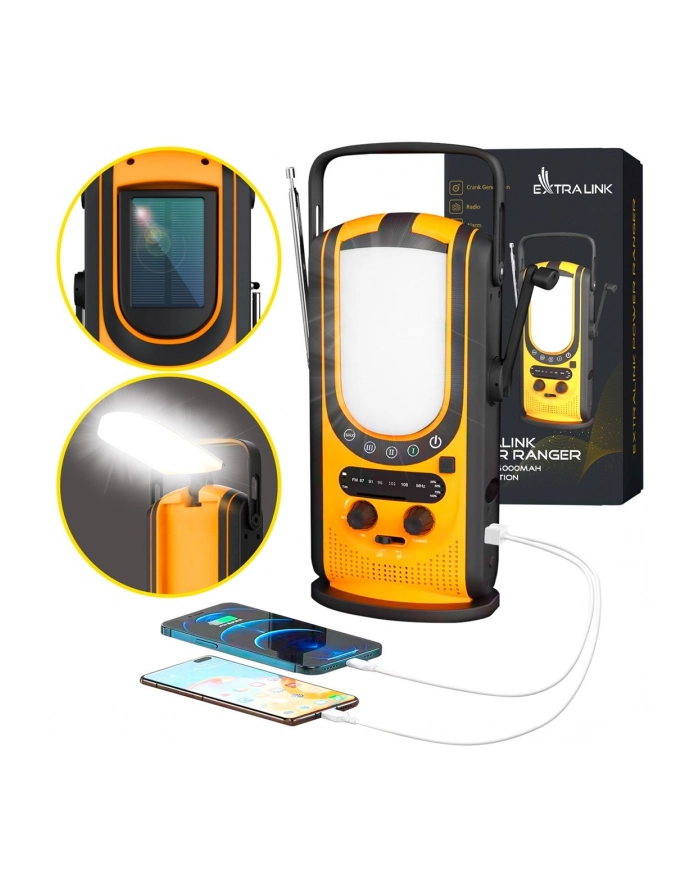 no name Extralink Power Ranger EPS-6000 | Powerbank | 6000mAh, Radio FM, Lampka LED, Dynamo, Panel solarny główny