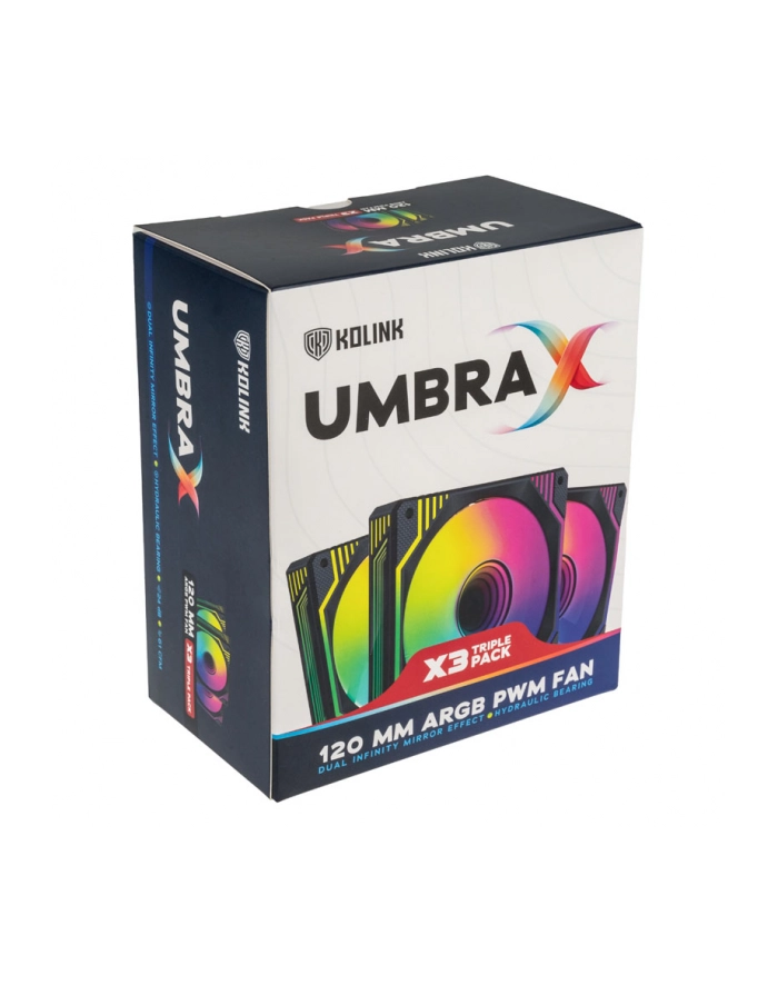 no name Kolink Umbra X 120mm ARGB High Performance PWM Wentylator Triple Pack - Czarny główny