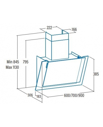 CATA Hood VALTO 600 XGBK Wall mounted, Energy efficiency class A+, Width 60 cm, 575 m3/h, Touch control, LED, Black