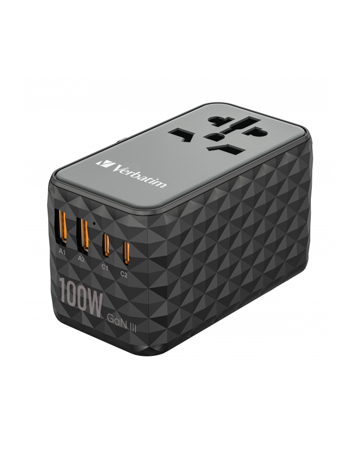 Adapter podróżny Verbatim UTA-06 GaN III globalny-globalny 2xUSB 2xUSB-C PD QC 4+ główny