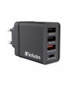 Ładowarka sieciowa Verbatim 1xUSB-C PD 20W 1xUSB-A QC 3.0 2xUSB-A 10W UE czarna - nr 1