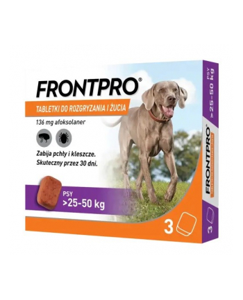 FRONTPRO Tabletki na pchły i kleszcze dla psa ('gt;25-50 kg) - 3x 136mg
