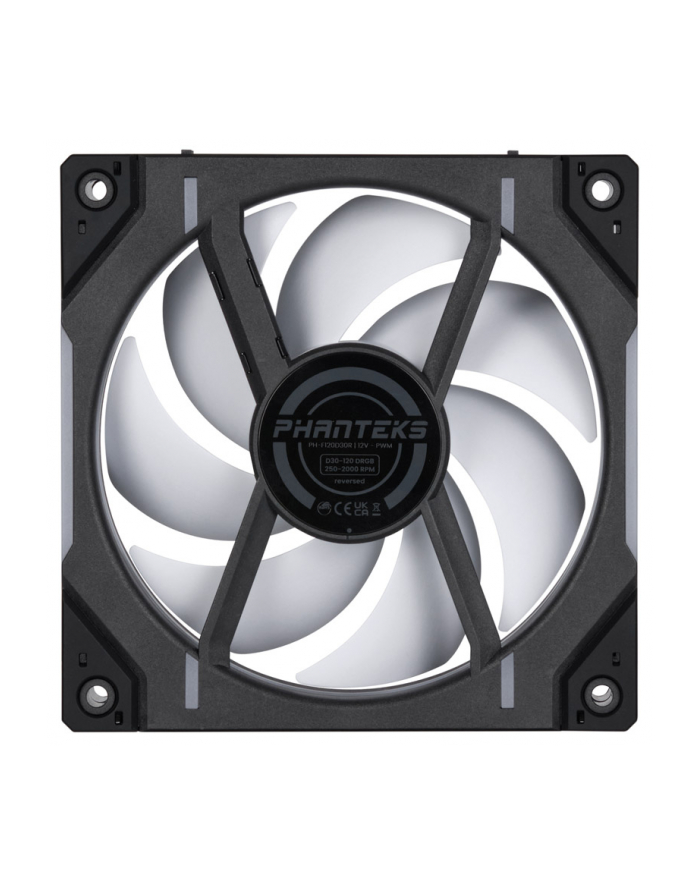 no name PHANTEKS D30 PWM Wentylator D-RGB z odwróconym przepływem powietrza - 120mm, czarny główny