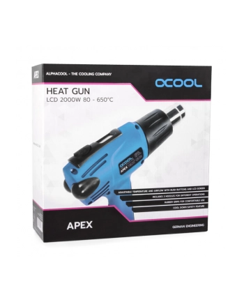 Alphacool Apex Heat Gun with LCD, hot air blower (blue/Kolor: CZARNY, 2,000 watts)