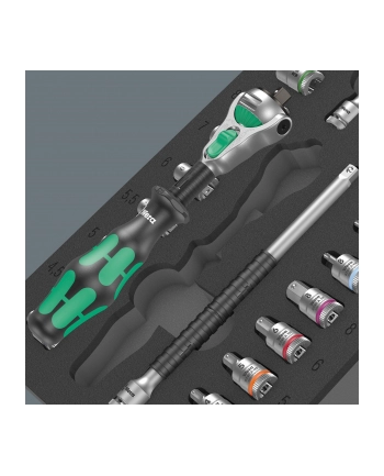 Wera 9720 foam insert 8000 A Zyklop ratchet 1/4 set 1, 37 pieces, tool set (Kolor: CZARNY/gray, ratchet and socket set, in foam insert for workshop trolley) nr 2