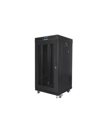 Szafa instalacyjna stojąca 19'' 22U 600x600 czarna drzwi perforowane LCD Lanberg (flat pack)