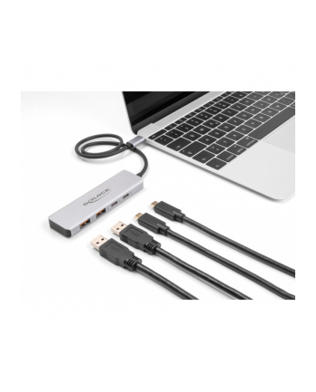 DeLOCK USB 10 Gbps USB Type-C Hub with 2 x USB Type-A and 2 x USB Type-C, USB hub (grey)