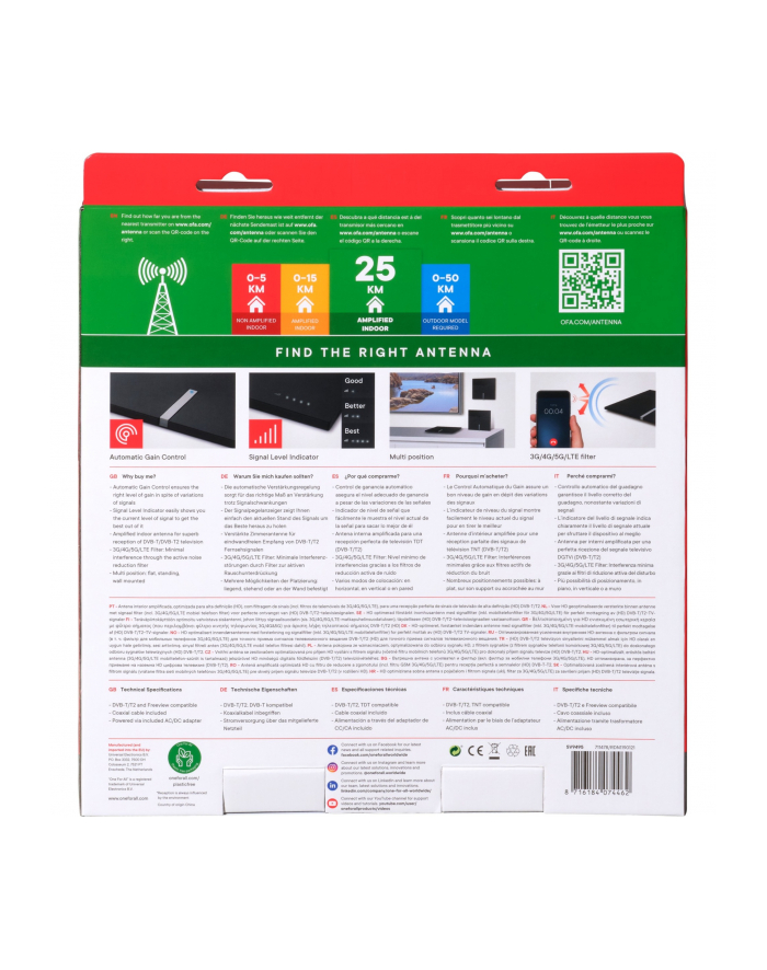 One for all DVB-T2 indoor antenna SV9495-5G (Kolor: CZARNY) główny