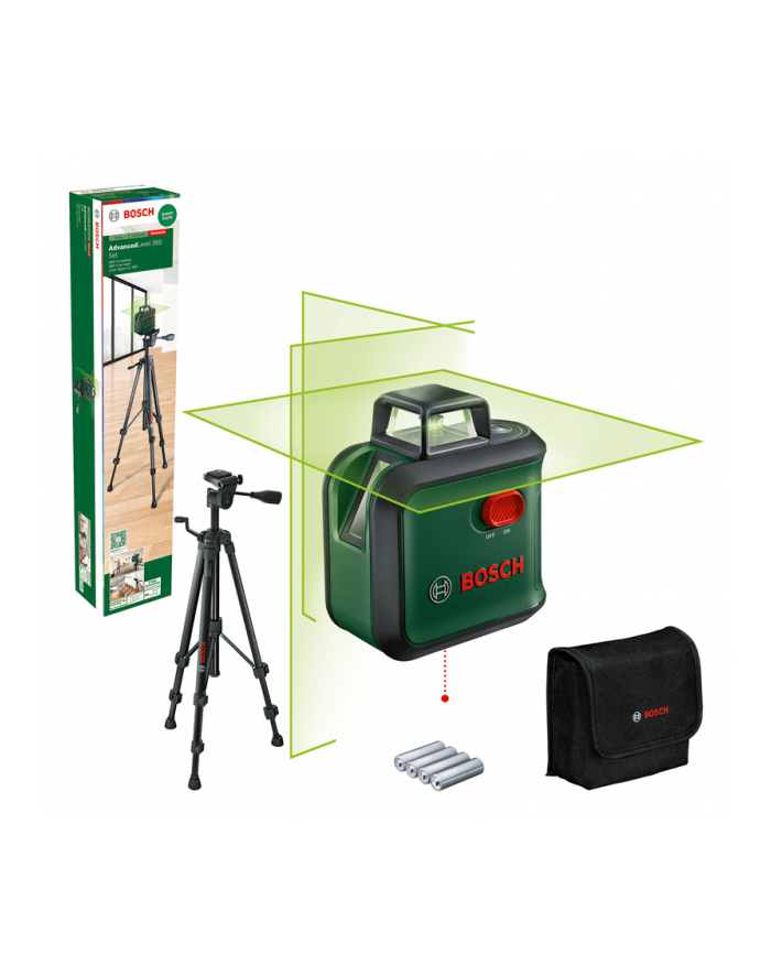 bosch powertools Bosch cross line laser AdvancedLevel 360 set (green/Kolor: CZARNY, green laser lines, range 24 meters) główny