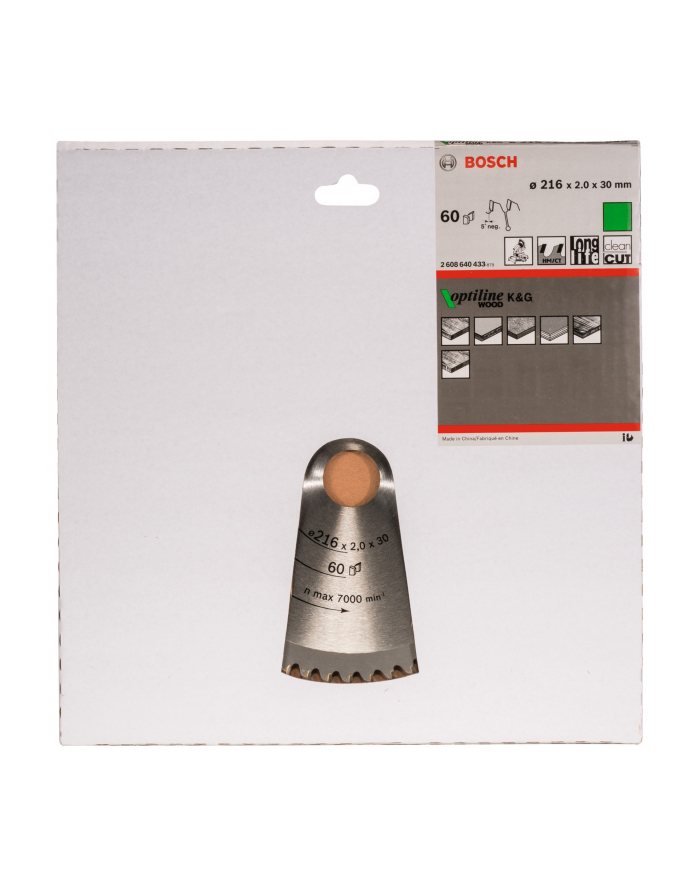 bosch powertools Bosch circular saw blade Optiline Wood, 216mm, 60Z (bore 30mm, for chop and miter saws) główny