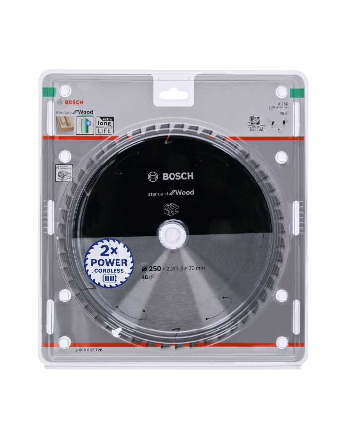 bosch powertools Bosch circular saw blade Standard for Wood, 250mm, 48Z (bore 30mm, for cordless chop saws) główny