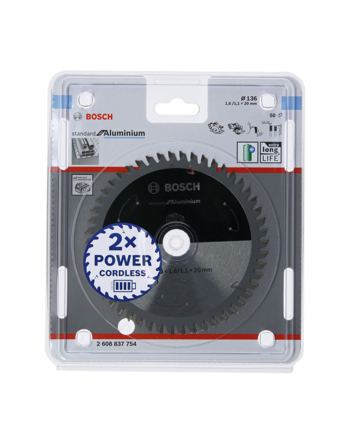 bosch powertools Bosch circular saw blade standard for aluminum, 136mm, 50Z (bore 20mm, for cordless hand-held circular saws) główny