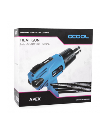 Alphacool Apex Heat Gun with LCD, hot air blower (blue/Kolor: CZARNY, 2,000 watts)