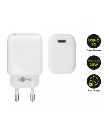 goobay USB-C PD (Power Delivery) fast charger (20W) (Kolor: BIAŁY)