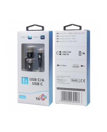 tb Kabel 2w1: USB C - USB C z nakładką USB A, 1.2 m