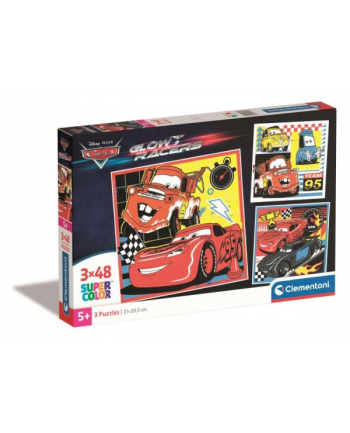 Clementoni Puzzle 3x48el Glow Racers. Cars Auta 25309