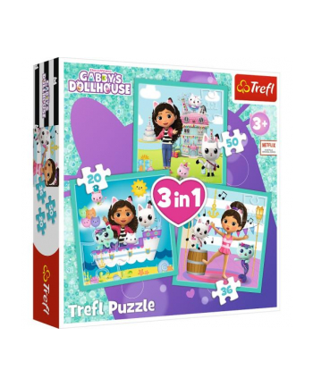 Puzzle 3w1 Aktywności Gabbi. Koci Domek Gabi. Gabby's Dollhouse 34871 TREFL