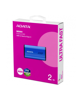 adata Dysk zewnętrzny SSD SE880 2TB USB3.2A/C Gen2x2 Niebieski