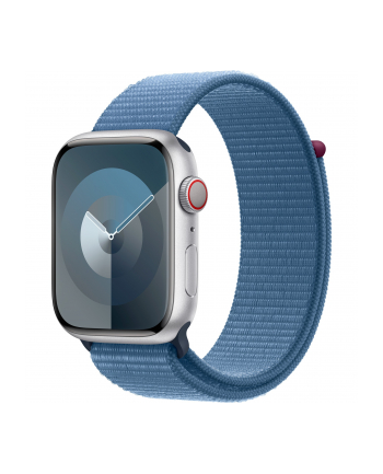 Apple Watch Series 9, Smartwatch (silver/blue, aluminum, 45 mm, Sport Loop, Cellular)