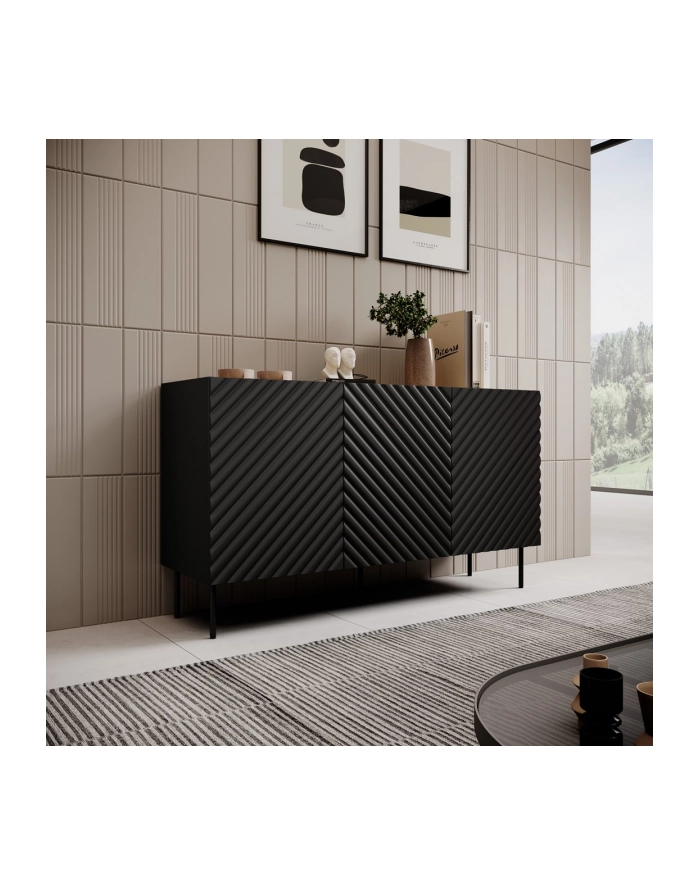 cama meble Komoda 3D2SZ ONDA 150x45x85 czarny główny