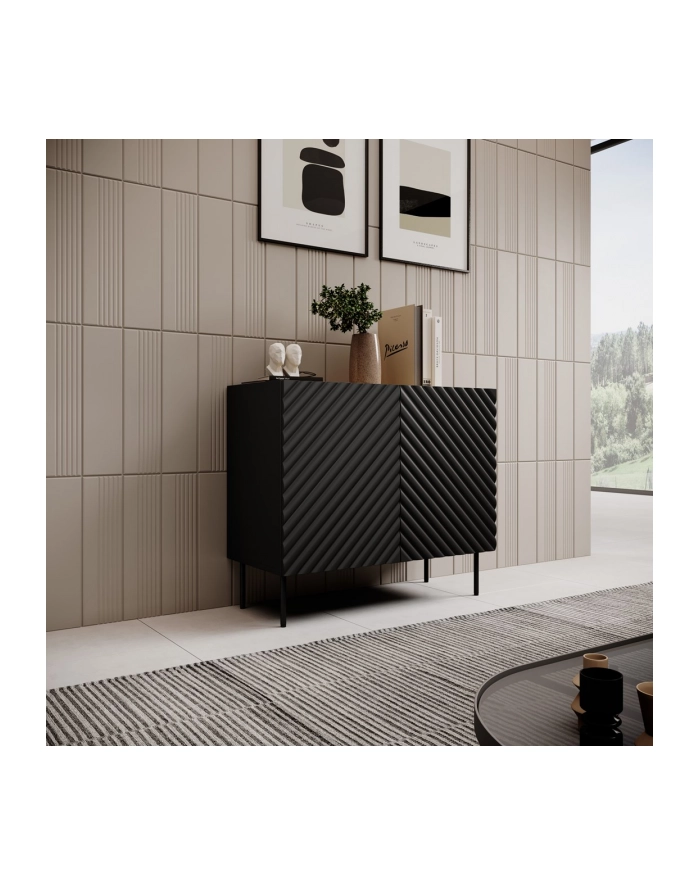 cama meble Komoda 2D ONDA 98x45x85 czarny główny