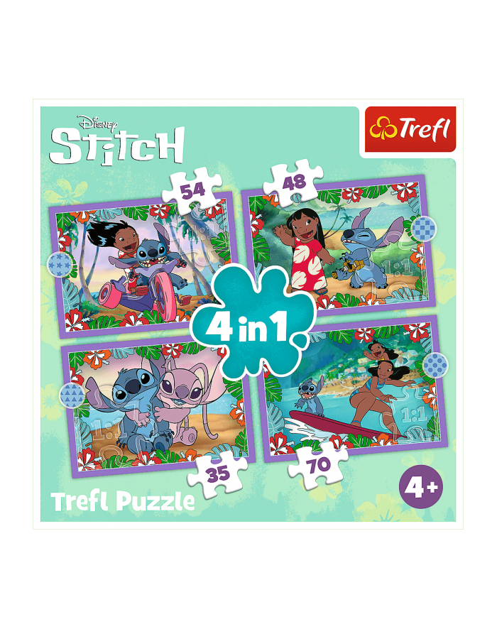 Puzzle 4w1 Szalony dzień Lilo 'amp; Stitch. 34633 Trefl główny
