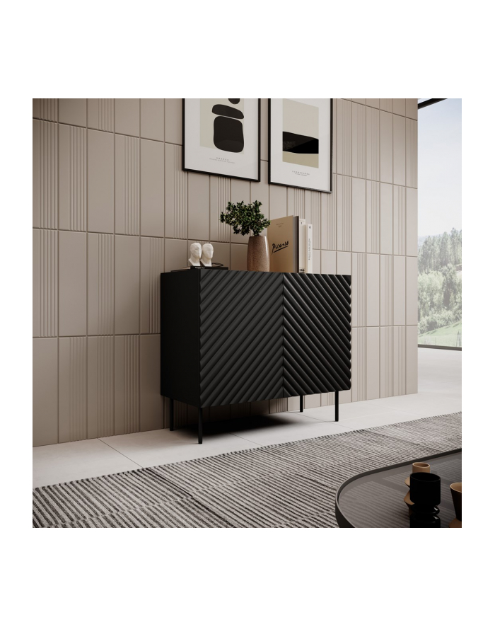 cama meble Komoda 2D ONDA 98x45x85 czarny główny