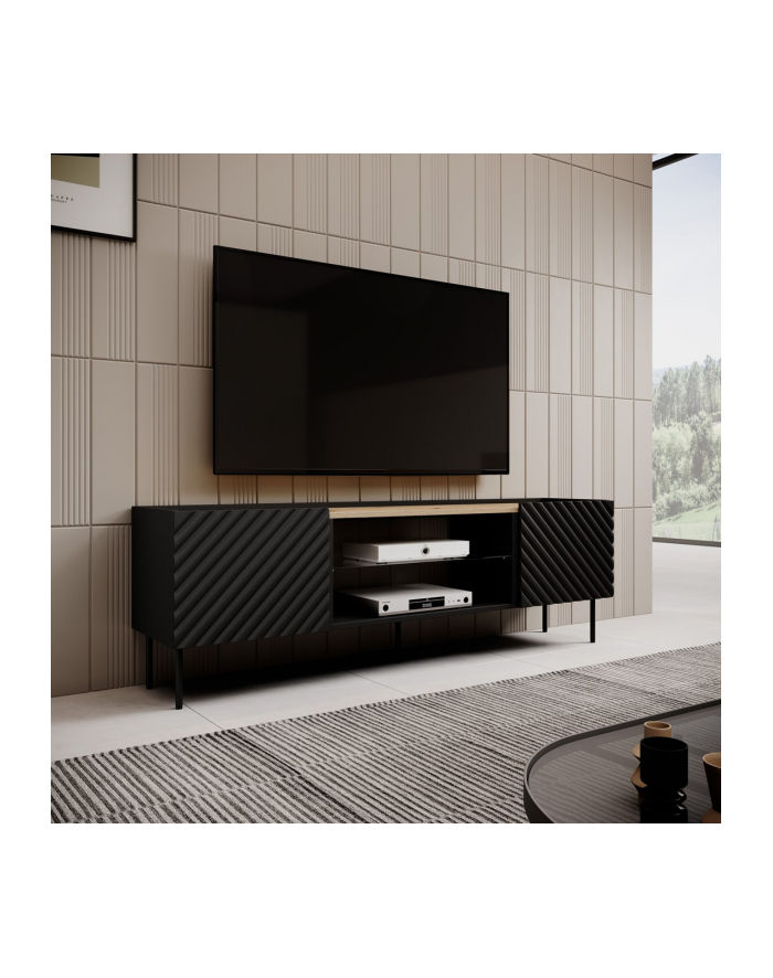 cama meble Szafka RTV EF ONDA 180x40x39-58 czarny (stojąca lub wisząca) główny