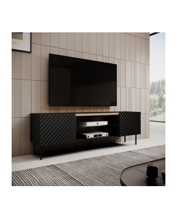 cama meble Szafka RTV EF ONDA 180x40x39-58 czarny (stojąca lub wisząca)