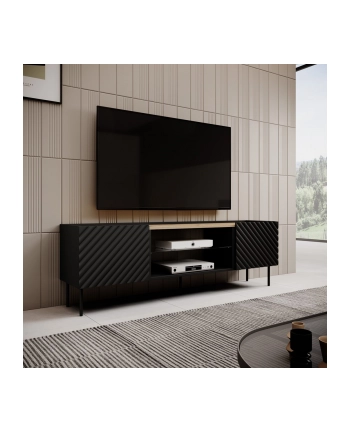 cama meble Szafka RTV EF ONDA 180x40x39-58 czarny (stojąca lub wisząca) nr 1