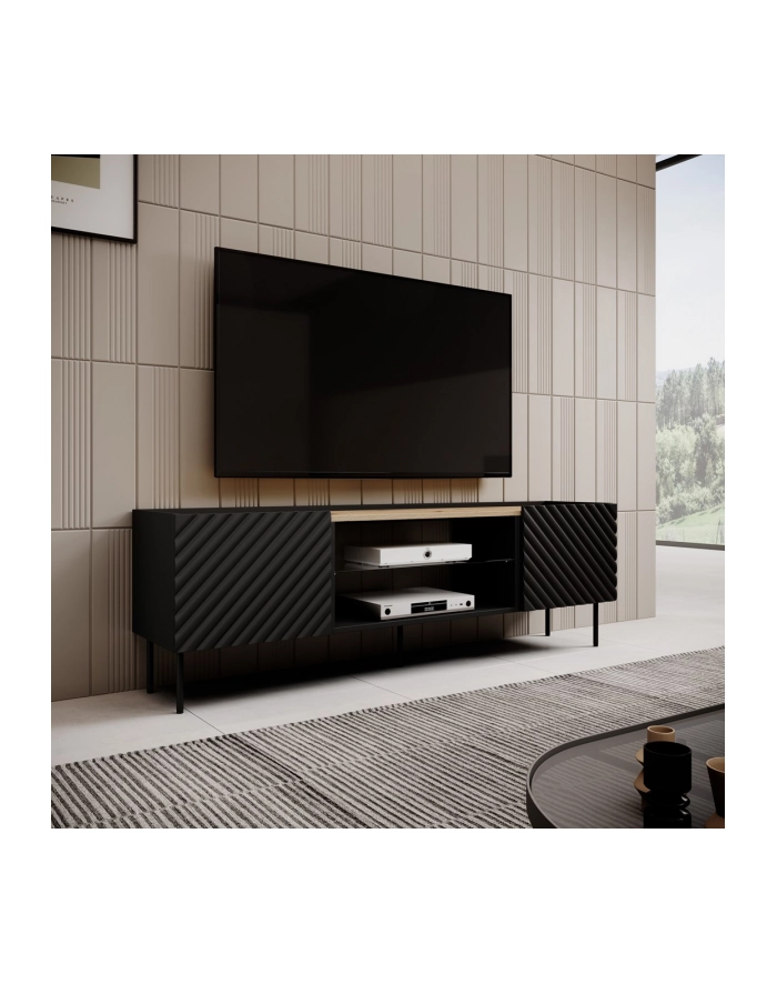 cama meble Szafka RTV EF ONDA 180x40x39-58 czarny (stojąca lub wisząca) główny