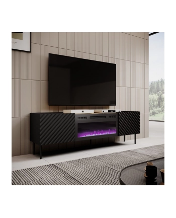 cama meble Szafka RTV z kominkiem elektrycznym ONDA 180x40x39-58 czarny (stojąca lub wisząca) nr 2