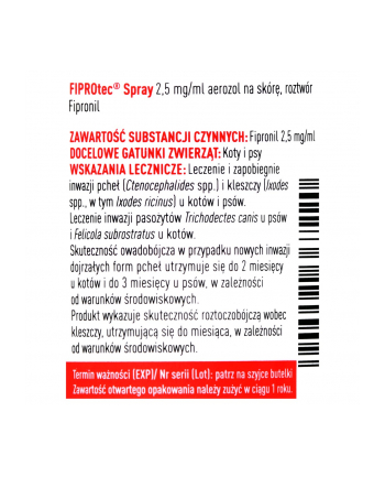 Beaphar FIPROtec Sprej dla zwierząt 2,5mg