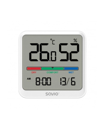 Stacja pogody SAVIO CT-01/W bezprzewodowa, czujnik temperatury i wilgotności, LCD, do użytku wewnętrznego, uchwyt z magnesem nr 1