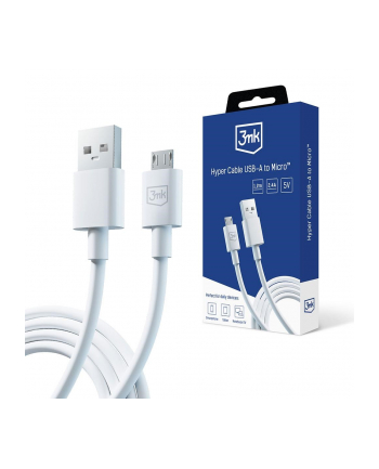 3mk pczerwonyection Kabel USB A do Micro - 3mk Hyper Cable A to Micro 1.2m 5V 2,4A Biały