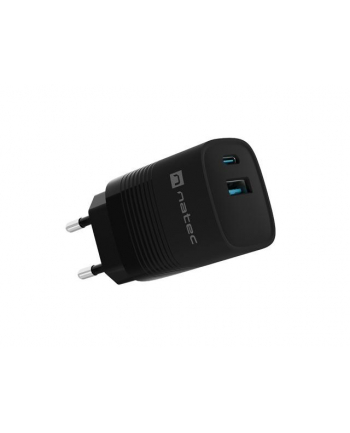 Ładowarka sieciowa Natec Ribera Gan 1x USB-A + 1x USB-C 30W czarna