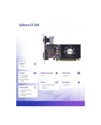 afox Karta graficzna - Geforce GT240 1GB DDR3 128BIT DVI HDMI VGA LP Fan V2
