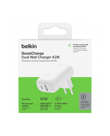 belkin Ładowarka sieciowa BoostCharge 42W USB-C 3 0W USB-A 12W biała